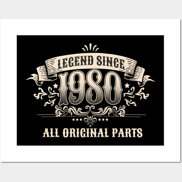 Retro Vintage Birthday Legend since 1980 All Original Parts Wall Art by star trek fanart and more